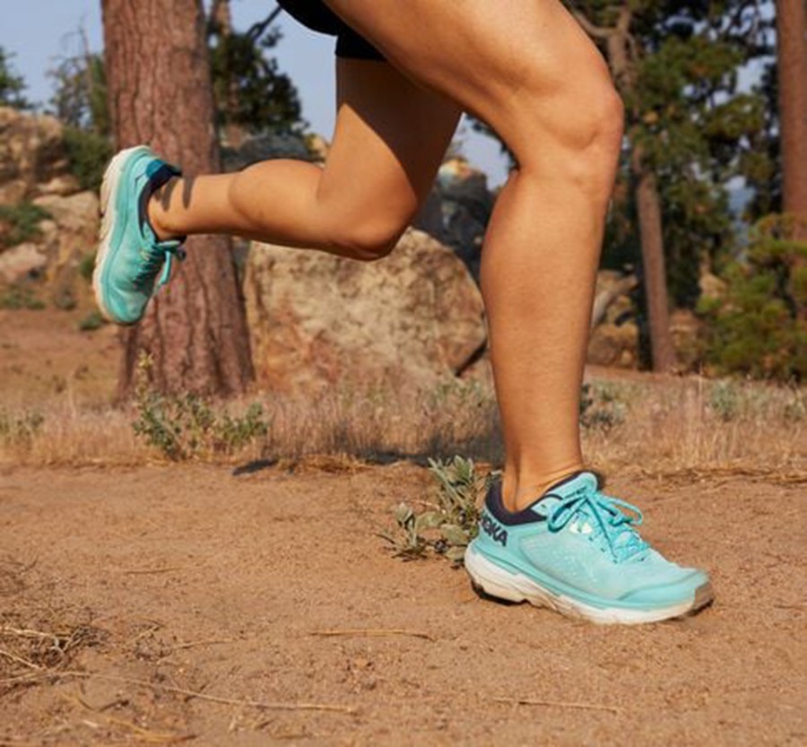 Hoka One One Womens Trail Shoes - Challenger ATR 6 - Blue/White - UTOZ84716